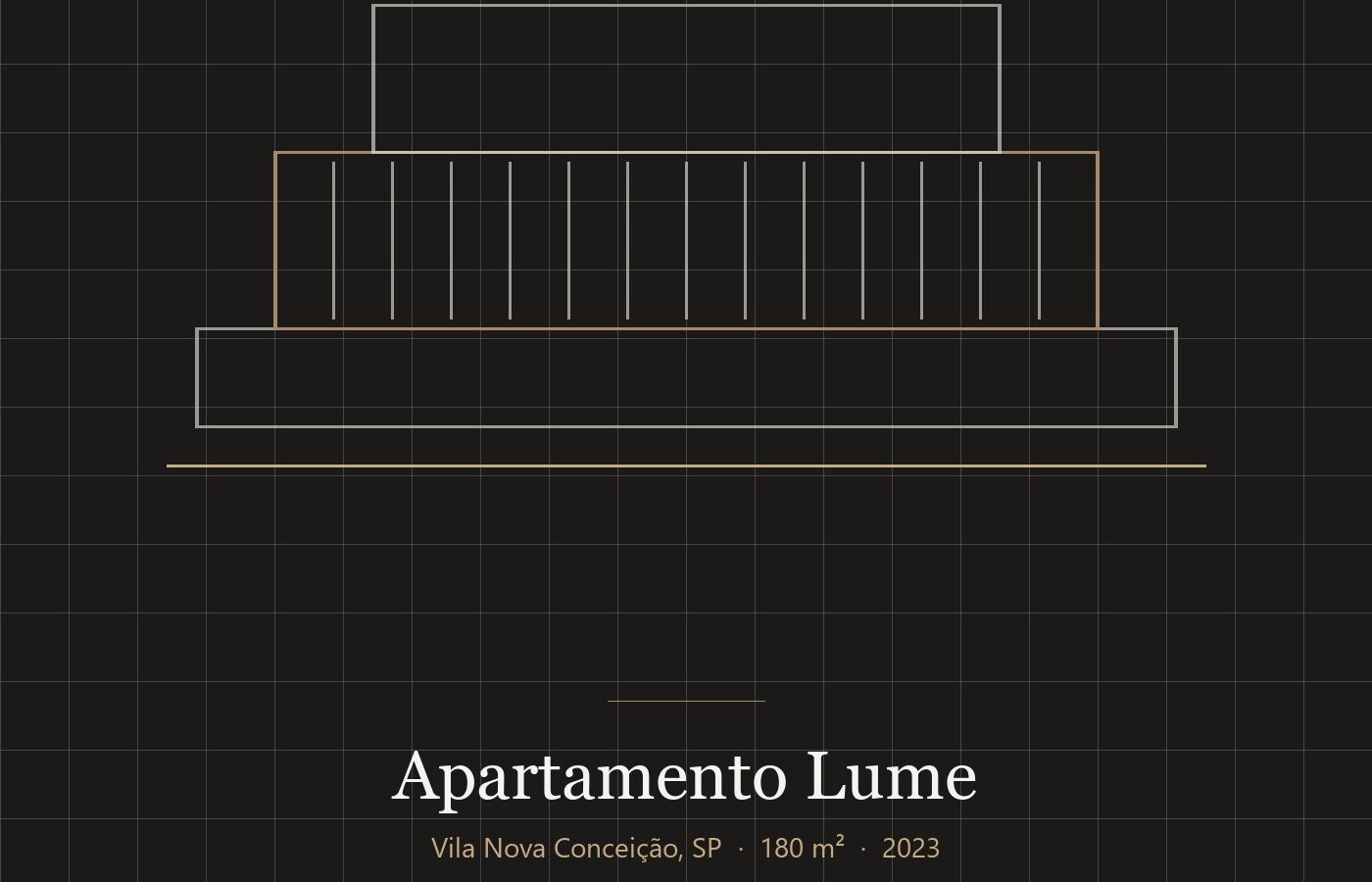 Apartamento Lume — corte esquemático dos ambientes sociais