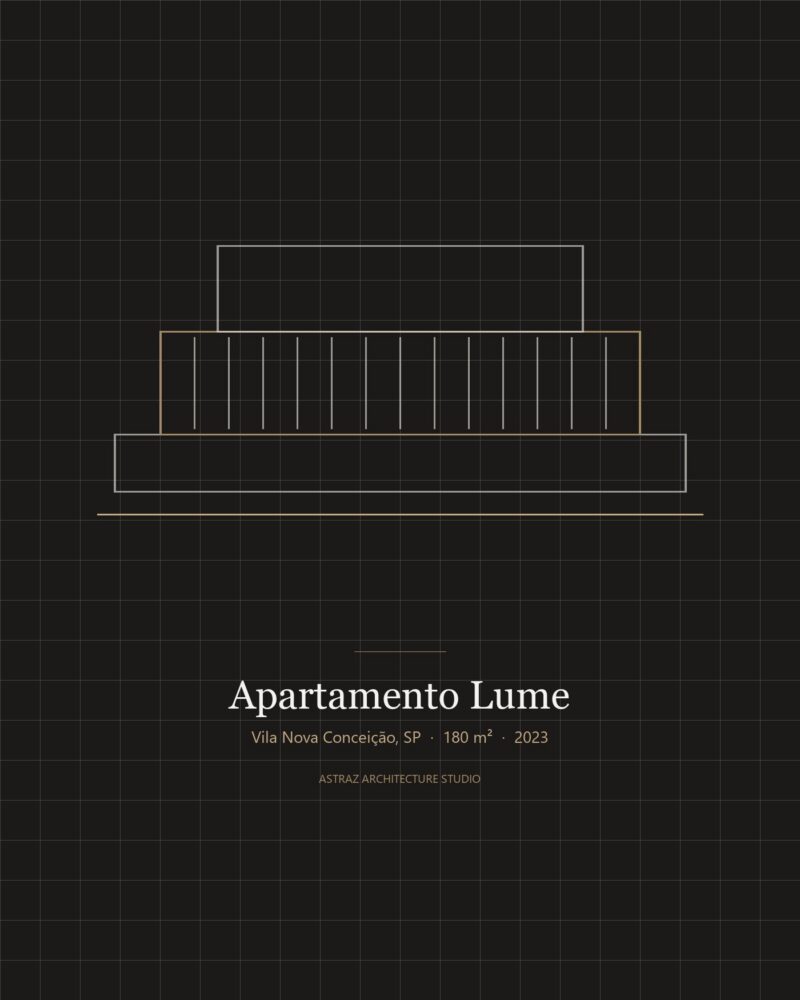 Apartamento Lume — corte esquemático dos ambientes sociais