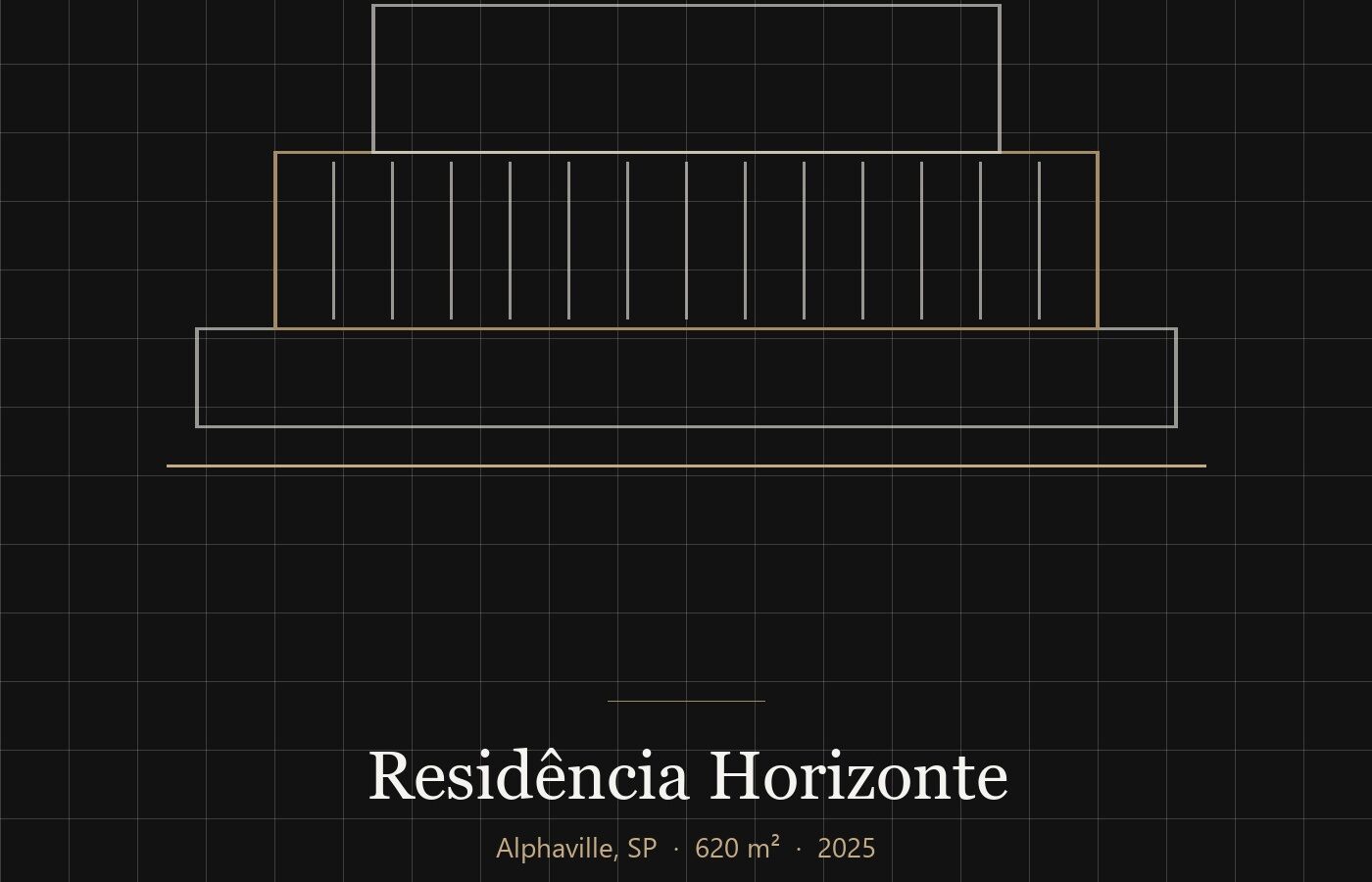 Residência Horizonte — elevação em três lâminas horizontais